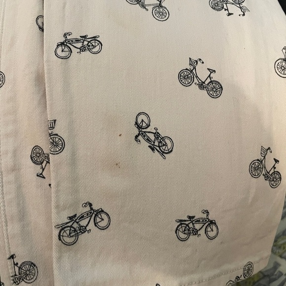 Paige Kylie Cropped Bicycle Print Cruiser Skinny Jeans Taupe Size 30 - Picture 16 of 16
